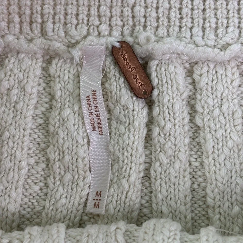 Free People Women's Sweater Mini Skirt Size M Cream‎ Ribbed Knit Cozy Soft